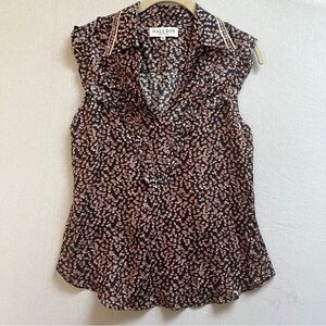 Hale Bob Black & Pink Silk Blend Patterned Sleeveless Blouse Sz XS
